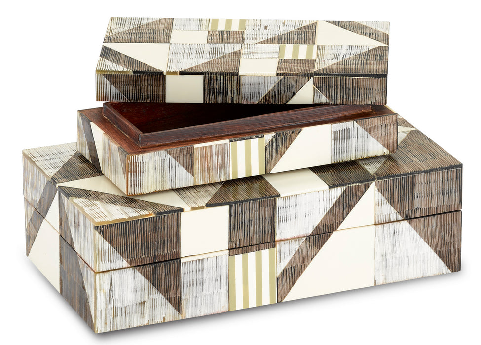 Currey and Company 1200-0370 Boxes Set of 2, Gray/Natural