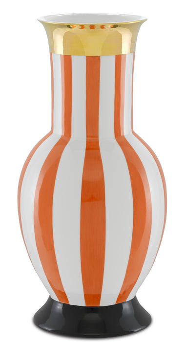 Currey and Company 1200-0391 Vase, Orange/White/Gold/Black