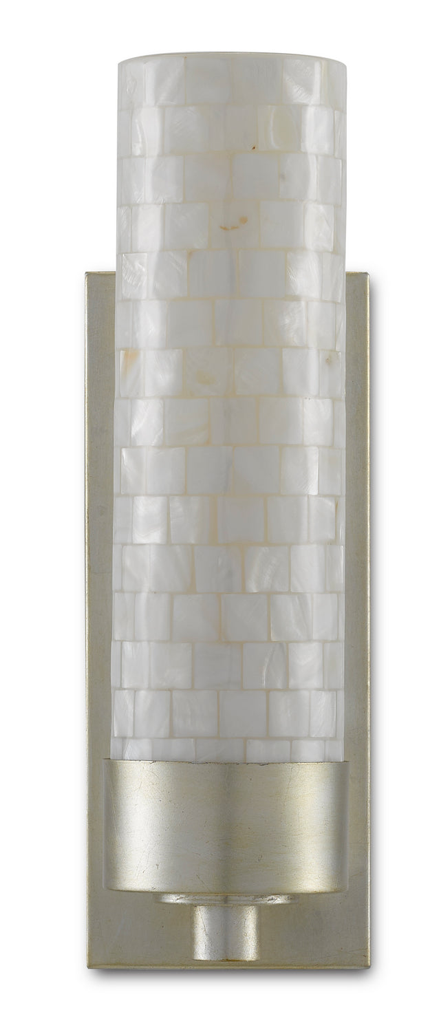 Currey and Company 5000-0158 One Light Wall Sconce, Pearl/Silver Leaf