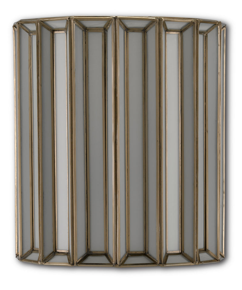 Currey and Company 5000-0175 One Light Wall Sconce, Antique Brass/White
