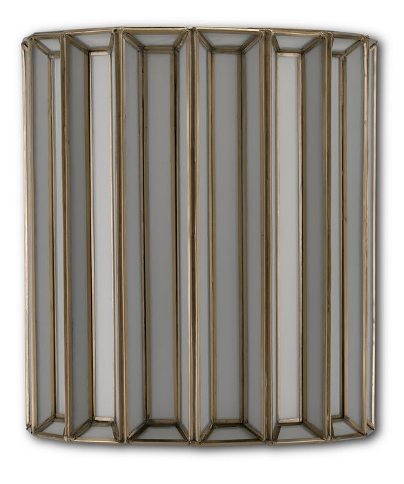 Currey and Company 5000-0175 One Light Wall Sconce, Antique Brass/White
