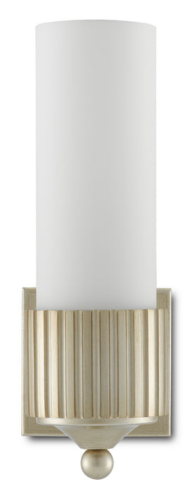Currey and Company 5000-0178 One Light Wall Sconce, Silver Leaf/Frosted Glass
