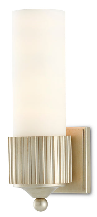 Currey and Company 5000-0178 One Light Wall Sconce, Silver Leaf/Frosted Glass