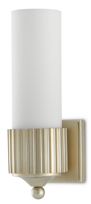 Currey and Company 5000-0178 One Light Wall Sconce, Silver Leaf/Frosted Glass