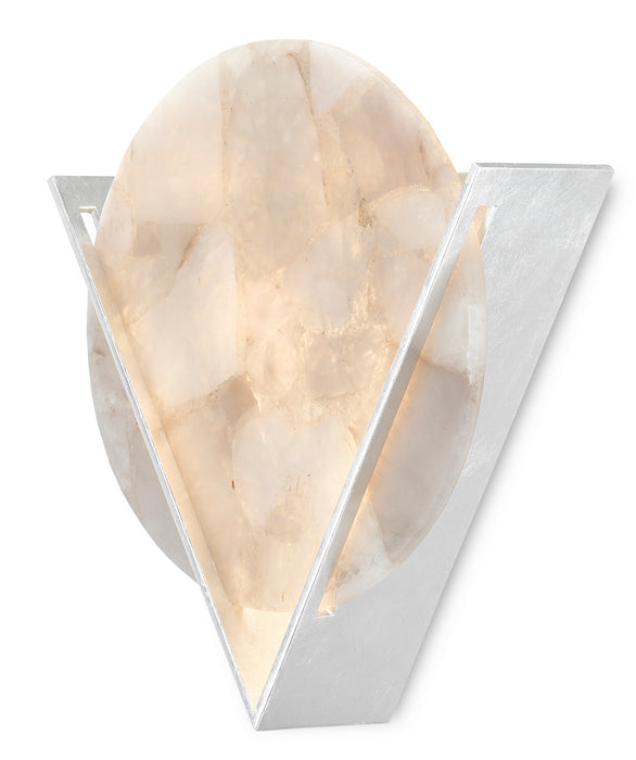 Currey and Company 5900-0036 One Light Wall Sconce, Silver Leaf/Smoky Quartz