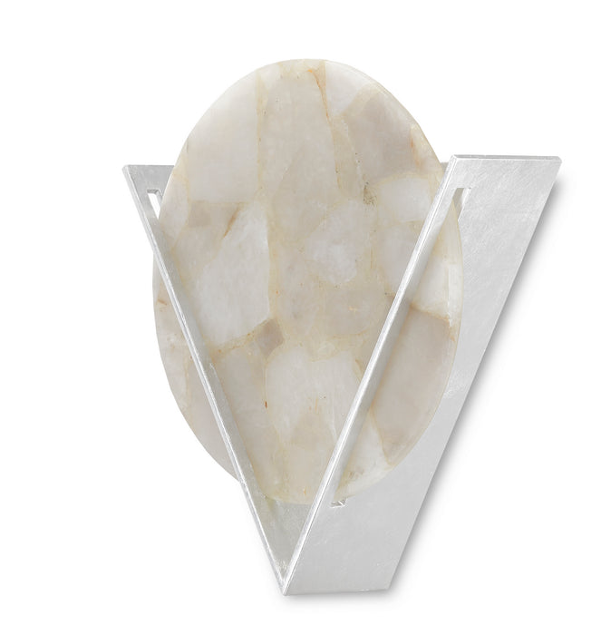 Currey and Company 5900-0036 One Light Wall Sconce, Silver Leaf/Smoky Quartz
