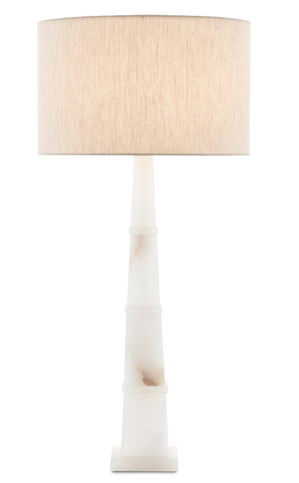 Currey and Company 6000-0595 One Light Table Lamp, Alabaster/Polished Nickel
