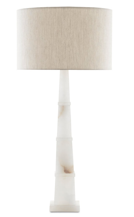 Currey and Company 6000-0595 One Light Table Lamp, Alabaster/Polished Nickel