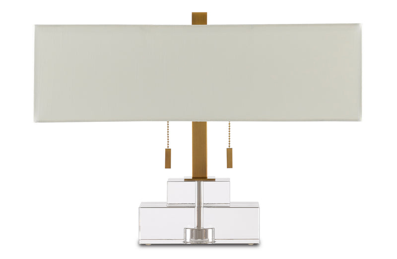 Currey and Company 6000-0602 Two Light Table Lamp, Clear/Antique Brass
