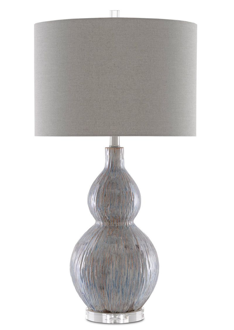 Currey and Company 6000-0610 One Light Table Lamp, Gray/Blue/Taupe/Clear
