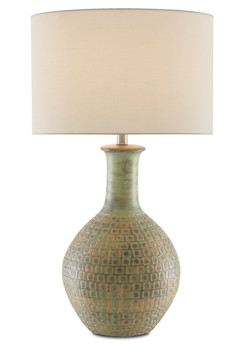 Currey and Company 6000-0611 One Light Table Lamp, Dark Moss Green/Gold