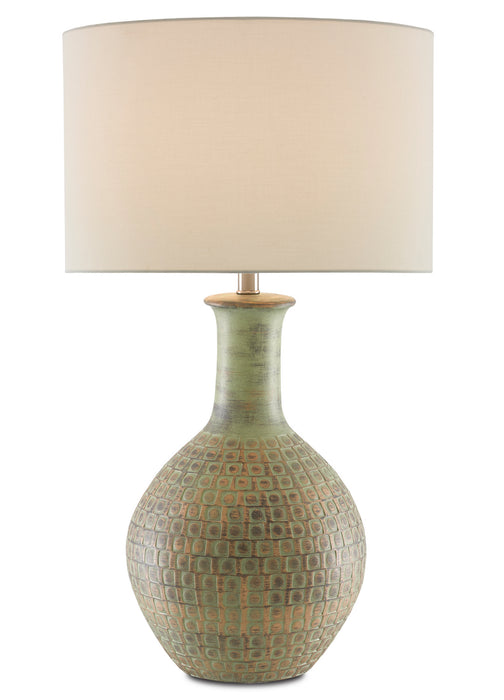 Currey and Company 6000-0611 One Light Table Lamp, Dark Moss Green/Gold