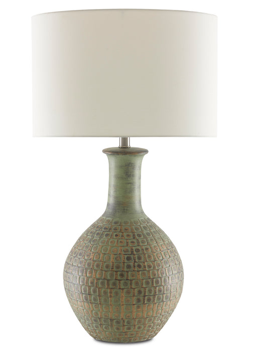 Currey and Company 6000-0611 One Light Table Lamp, Dark Moss Green/Gold