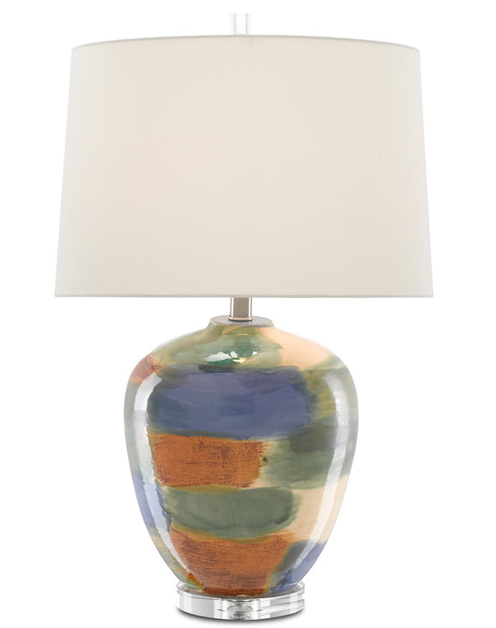 Currey and Company 6000-0613 One Light Table Lamp, Blue/Green/Sand/Rust/Clear
