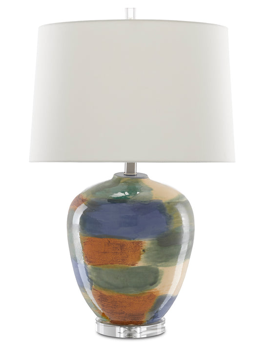 Currey and Company 6000-0613 One Light Table Lamp, Blue/Green/Sand/Rust/Clear