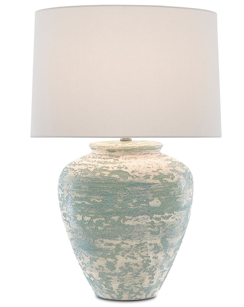 Currey and Company 6000-0617 One Light Table Lamp, Aqua/Cream