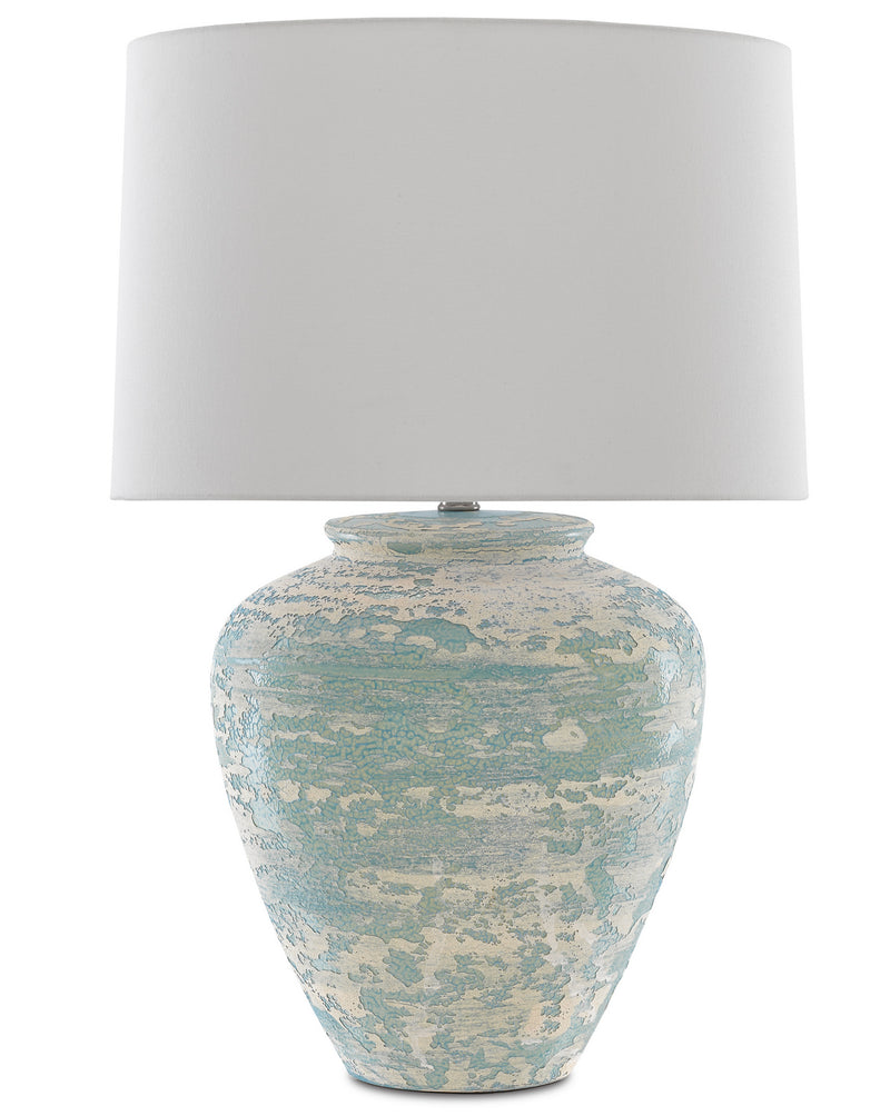 Currey and Company 6000-0617 One Light Table Lamp, Aqua/Cream