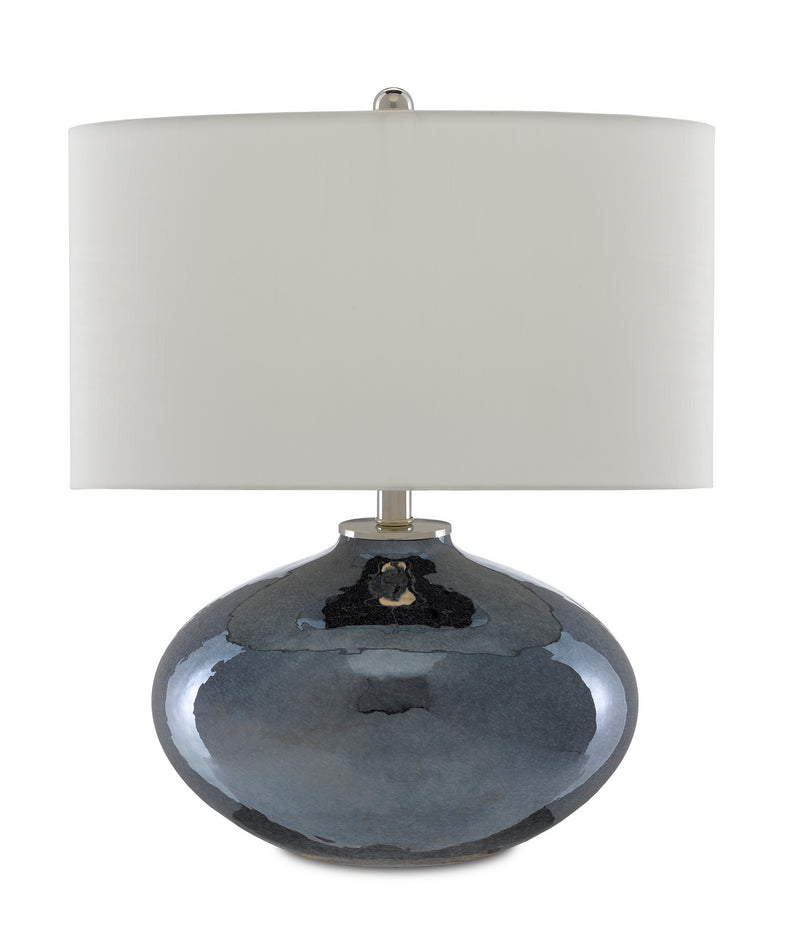 Currey and Company 6000-0645 One Light Table Lamp, Blue Plated/Polished Nickel