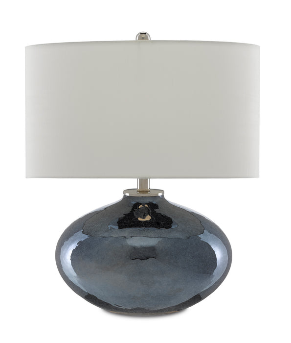 Currey and Company 6000-0645 One Light Table Lamp, Blue Plated/Polished Nickel