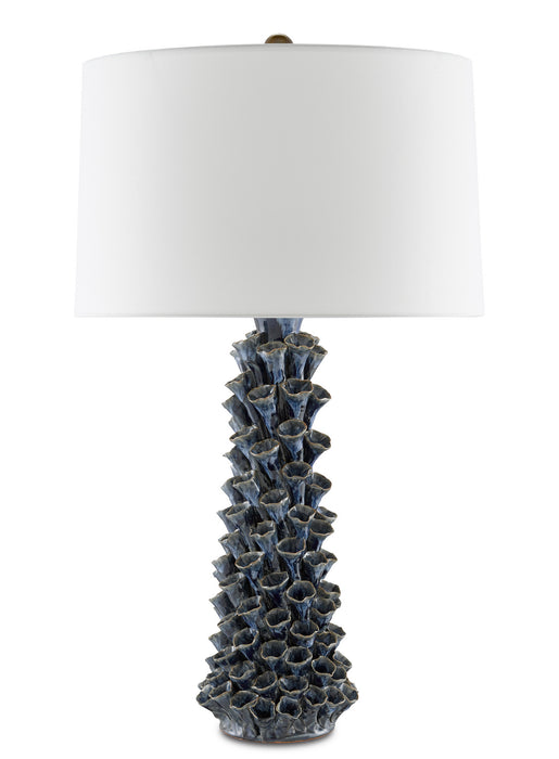 Currey and Company 6000-0683 One Light Table Lamp, Blue Drip Glaze