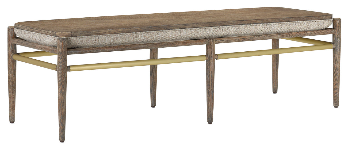 Currey and Company 7000-0302 Bench, Light Pepper/Brushed Brass