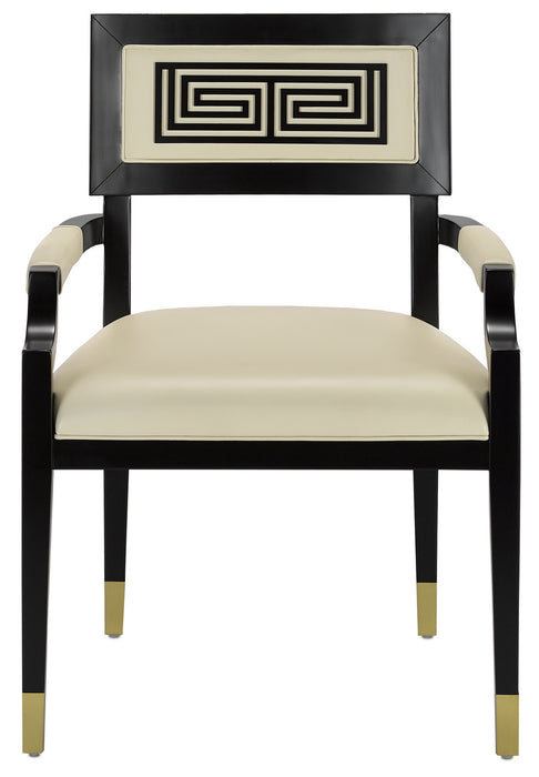 Currey and Company 7000-0322 Chair, Caviar Black/Brushed Brass/Milk