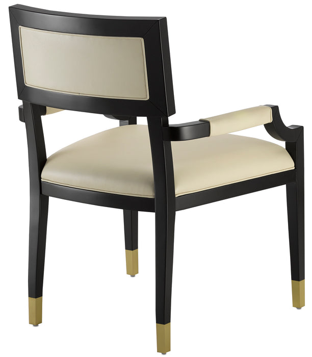 Currey and Company 7000-0322 Chair, Caviar Black/Brushed Brass/Milk