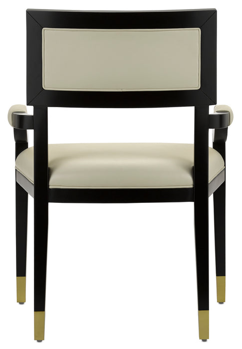 Currey and Company 7000-0322 Chair, Caviar Black/Brushed Brass/Milk