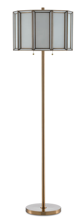 Currey and Company 8000-0090 Two Light Floor Lamp, Antique Brass/White