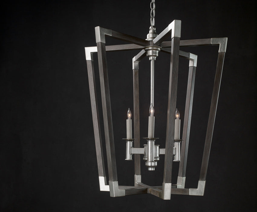 Currey and Company 9000-0605 Three Light Chandelier, Chateau Gray/Contemporary Silver Leaf