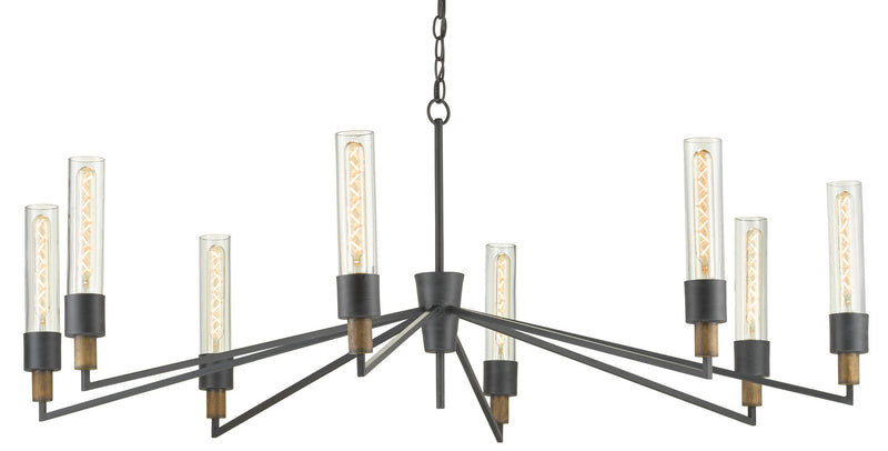 Currey and Company 9000-0607 Eight Light Chandelier, Antique Black/Reclaimed Wood