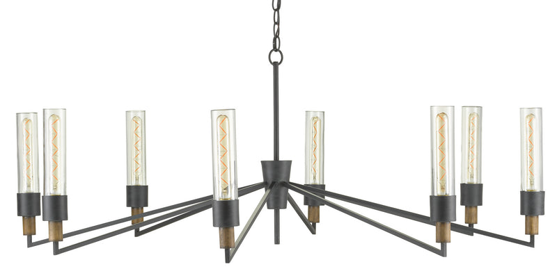 Currey and Company 9000-0607 Eight Light Chandelier, Antique Black/Reclaimed Wood