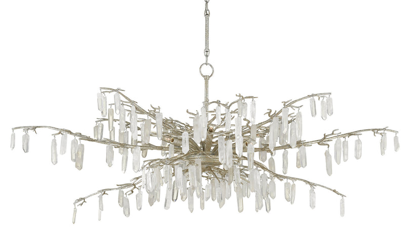 Currey and Company 9000-0608 Eight Light Chandelier, Textured Silver/Natural