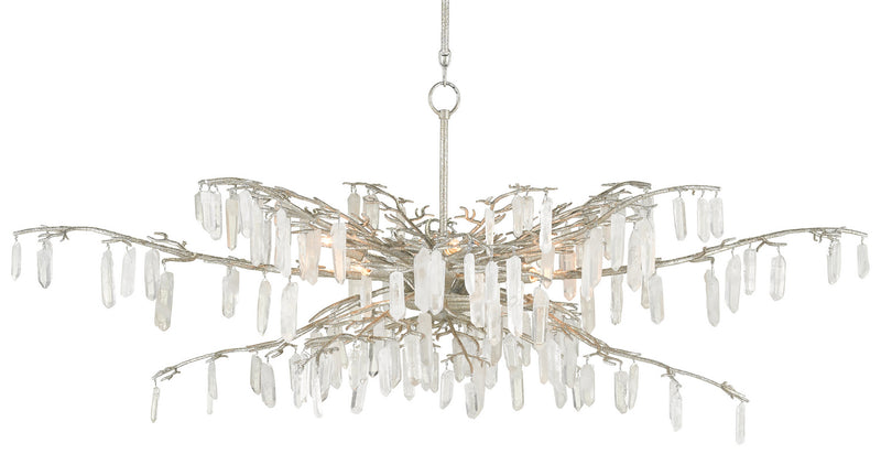 Currey and Company 9000-0608 Eight Light Chandelier, Textured Silver/Natural