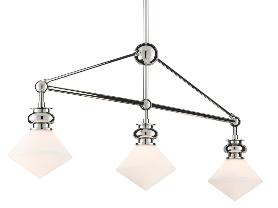 Currey and Company 9000-0614 Three Light Chandelier, Polished Nickel/White