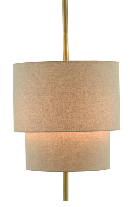 Currey and Company 9000-0619 Three Light Chandelier, Antique Brass/Linen