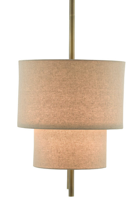 Currey and Company 9000-0620 Four Light Chandelier, Antique Brass/Linen