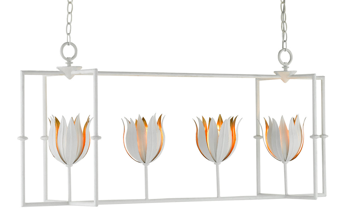Currey and Company 9000-0631 Four Light Lantern, Gesso White/Contemporary Gold Leaf