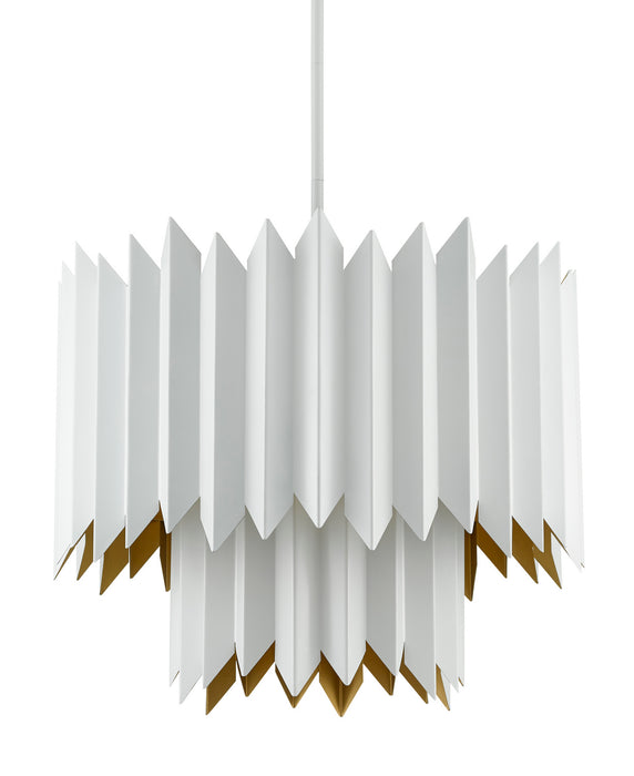 Currey and Company 9000-0632 Five Light Chandelier, Sugar White/Painted Contemporary Gold