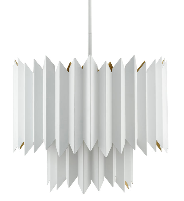 Currey and Company 9000-0632 Five Light Chandelier, Sugar White/Painted Contemporary Gold