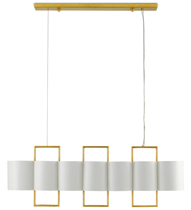 Currey and Company 9000-0633 Seven Light Chandelier, Painted Gesso White/Contemporary Gold Leaf