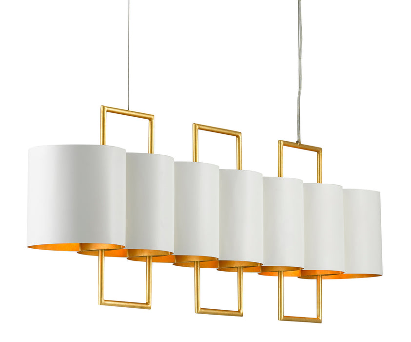 Currey and Company 9000-0633 Seven Light Chandelier, Painted Gesso White/Contemporary Gold Leaf