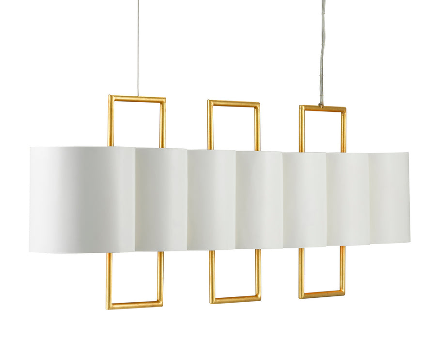 Currey and Company 9000-0633 Seven Light Chandelier, Painted Gesso White/Contemporary Gold Leaf