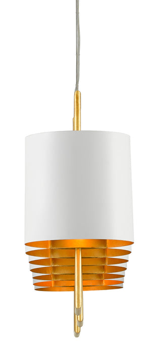 Currey and Company 9000-0633 Seven Light Chandelier, Painted Gesso White/Contemporary Gold Leaf