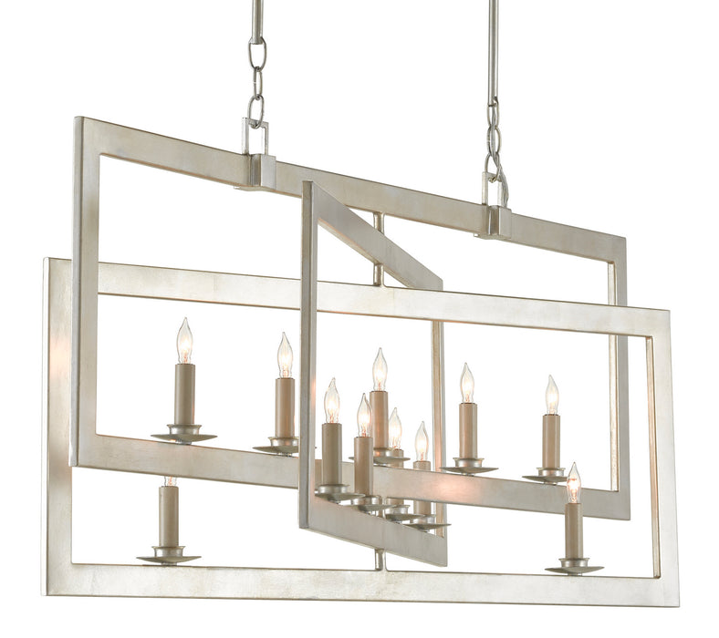 Currey and Company 9000-0634 11 Light Chandelier, Contemporary Silver Leaf