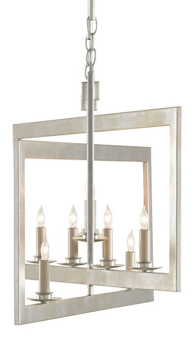 Currey and Company 9000-0634 11 Light Chandelier, Contemporary Silver Leaf