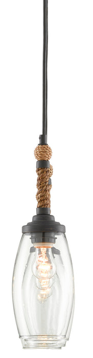Currey and Company 9000-0651 Four Light Chandelier, French Black/Natural Rope