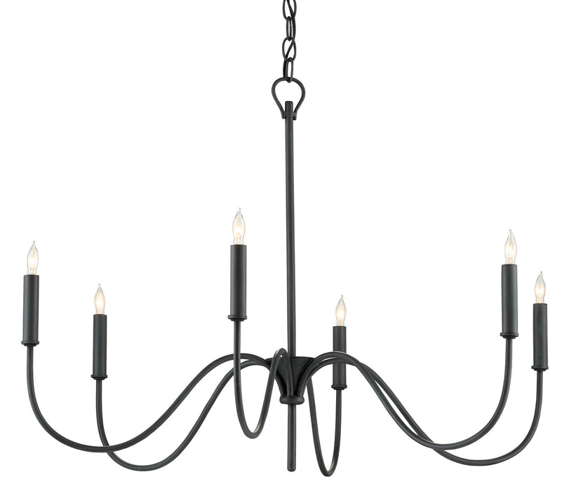 Currey and Company 9000-0653 Six Light Chandelier, Antique Black