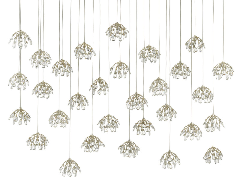 Currey and Company 9000-0672 30 Light Pendant, Crystal/ Contemporary Silver Leaf