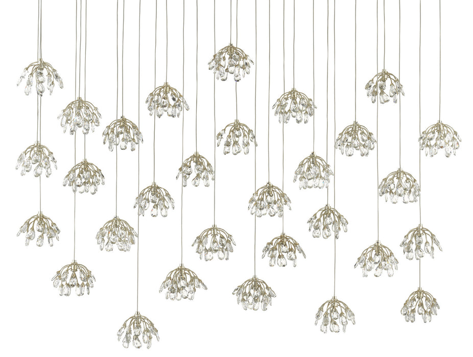Currey and Company 9000-0672 30 Light Pendant, Crystal/ Contemporary Silver Leaf